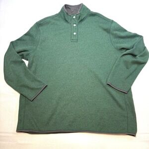 Crofts & Barrow Men's Green Heathered Fleece Pullover Sweater 1/4 Snap XXL